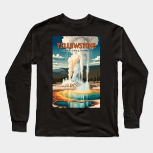 Yellowstone Famous Geyser Modern Tourism Ad Long Sleeve T-Shirt